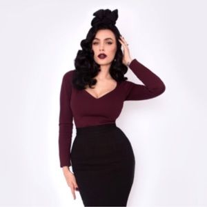 Oxblood Marilyn Top | La Femme en Noir